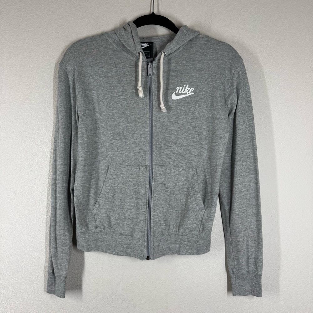 Nike Gym Vintage Hoodie Grey Heather White Women's Size XS CJ1694 063